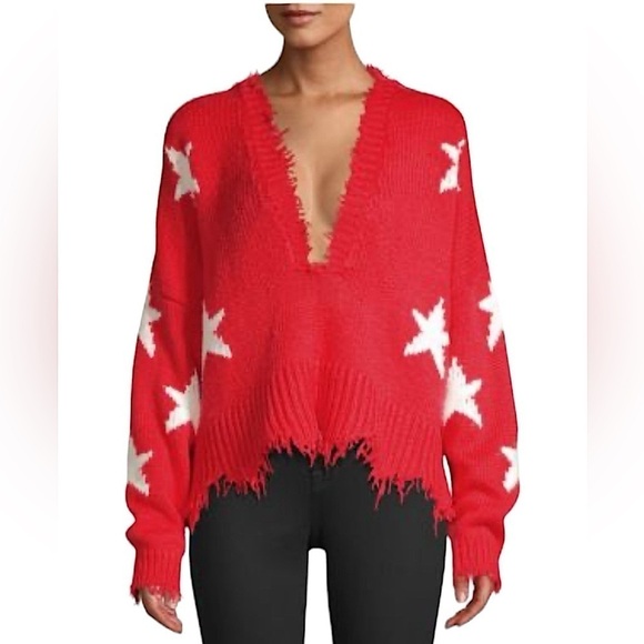 WILDFOX Stars Boho Style Romantic Palmetto Knit Sweater Cropped Fringed … - Picture 1 of 12